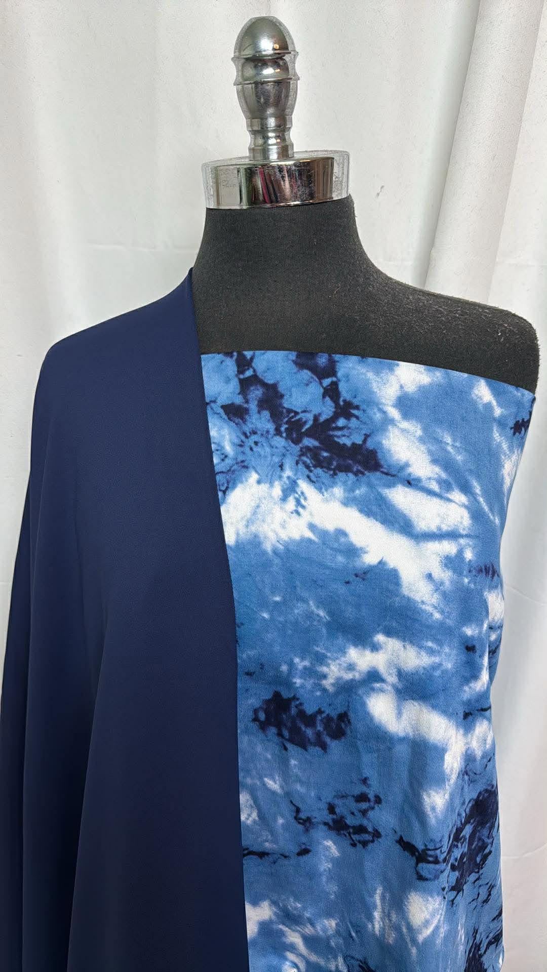 NAVY/BLUE TIE DYE BUNDLE : 2YD Blue Tie Dye Stretch Twill & 2YD Navy Yoga PF : A30400