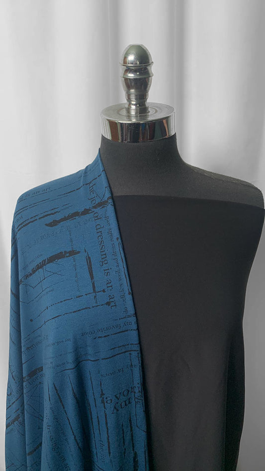 TEAL JOY of DRESSING BUNDLE : 2YD Black Supplex & 2YD Teal Joy of Dressing Bamboo/Poly : A24995