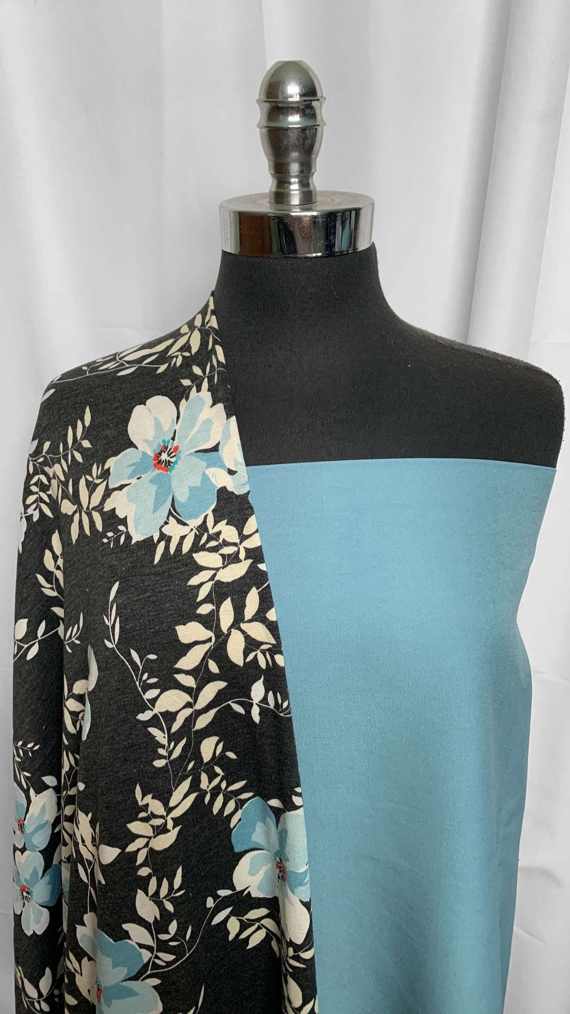 BLUE/CHARCOAL FLORAL BUNDLE : 2YD Blue Millennium & 2YD Blue/Charcoal Floral PRS FT : A25796