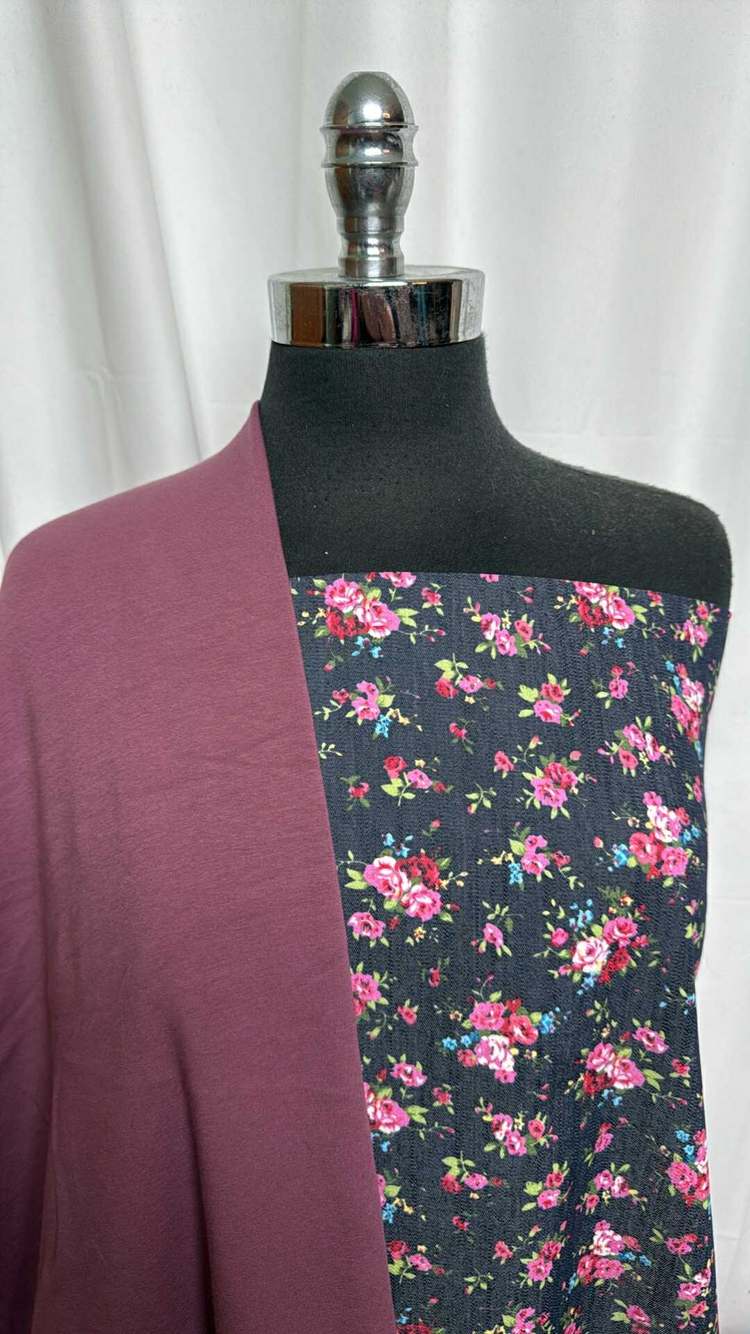 FLORAL TWILL BUNDLE : 2YD Floral Stretch Twill & 2YD Solid Brushed Modal C/S FT : A29063