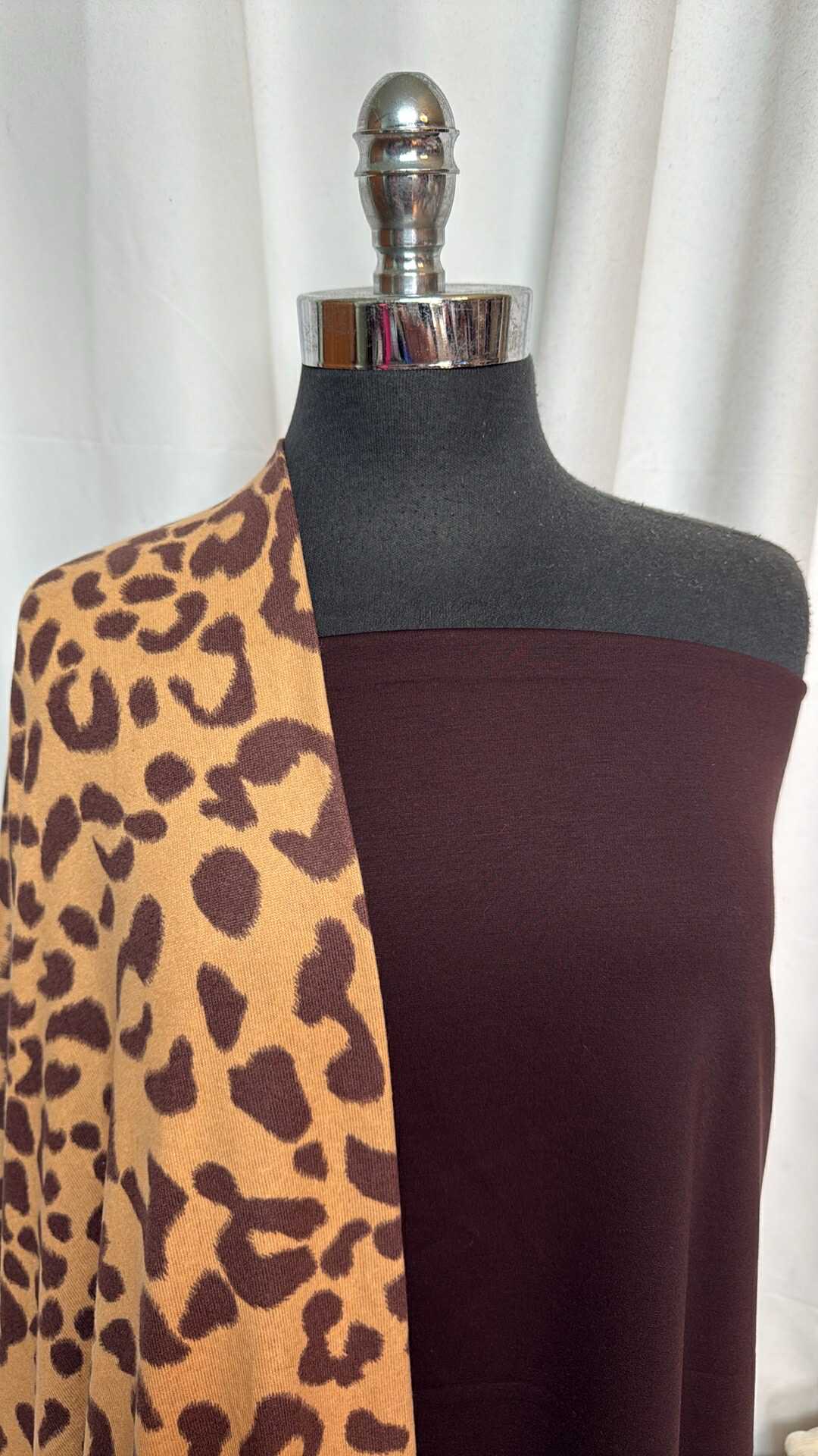 BROWN/TAN LEOPARD BUNDLE : 2.5YD Brown Nylon Ponte & 2YD Leopard Oakley SK : A28822