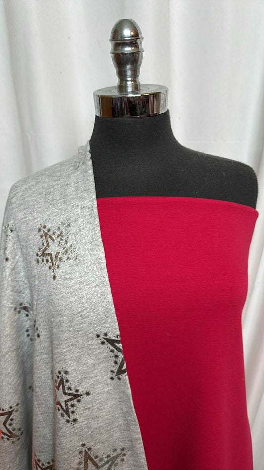 RED PLUSH/GREY STAR BUNDLE : 2YD Red SuperPlush & 2YD Grey w/Foil Stars C/P FT : A28346
