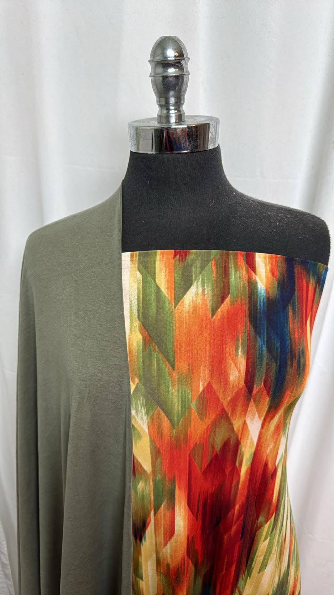 OLIVE/GEO BUNDLE : 2YD Green/Orange/Navy Geo Venezia & 2YD Olive Cupro : A30292