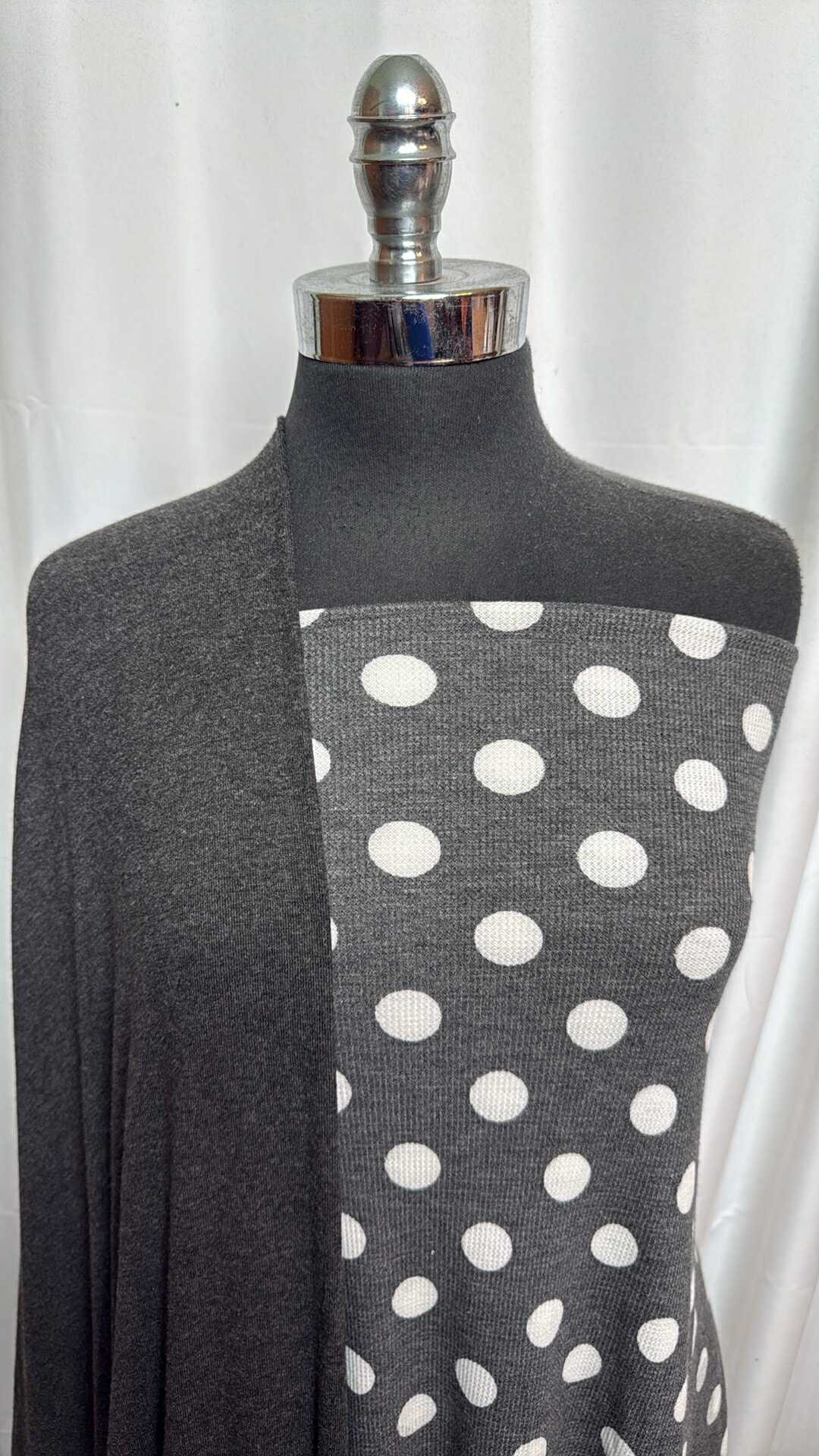 CHARCOAL/BIG DOT BUNDLE : 1+YD Big Dot Thermal & 2YD Charcoal 1x1 Rib SK : A28250