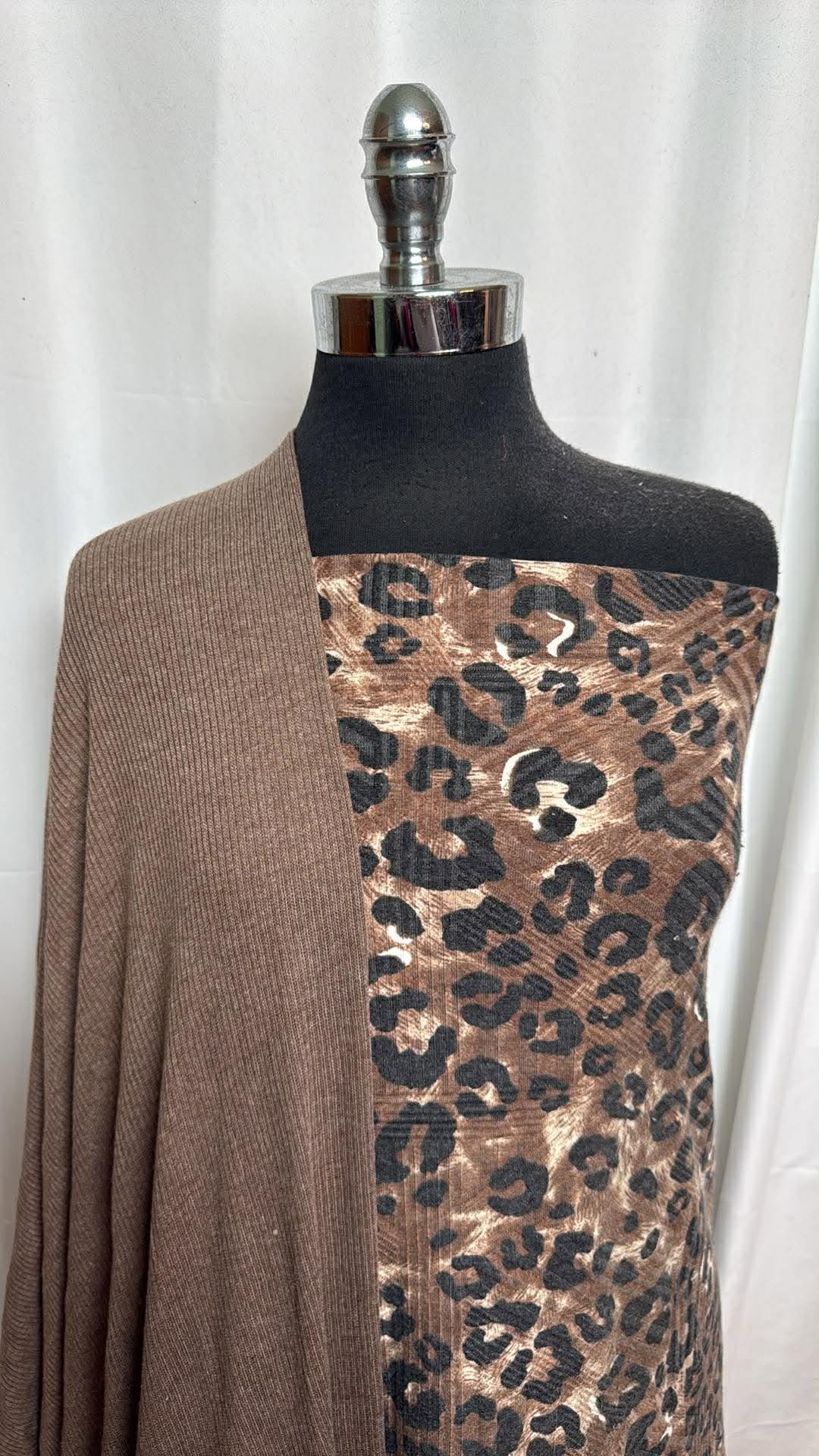 LEOPARD/BROWN RIB BUNDLE : 2YD Leopard Rib R/S & 3.5YD Brown Rib SK : A30113