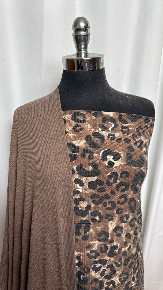 LEOPARD/BROWN RIB BUNDLE : 2YD Leopard Rib R/S & 3.5YD Brown Rib SK : A30113