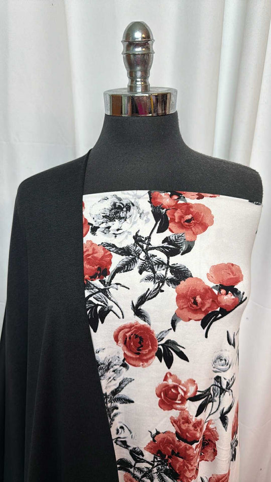 2-TONE BLACK/FLORAL BUNDLE : 2YD Black 2-Tone Peached PF & 1.5YD Floral DBP : A27497