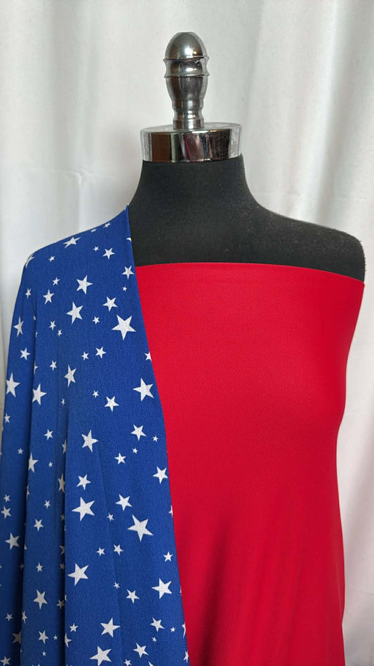 PATRIOT BUNDLE : 2YD Red Top-Weight Pique PF & 2YD Blue Star Bubble Crepe : A29744