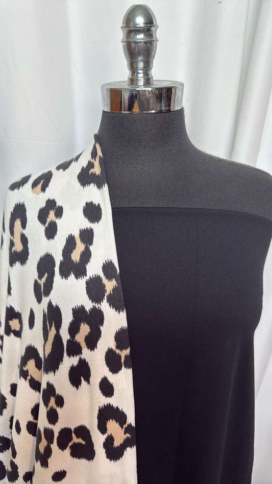BLACK/IVORY CAT BUNDLE : 2YD Ivory Leopard Oakley SK & 1YD Black Brushed PF : A27216