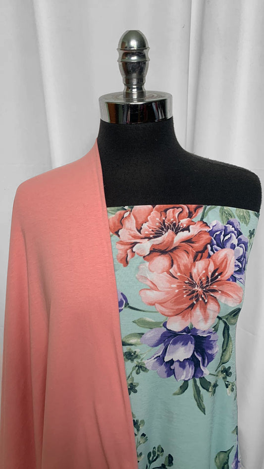 BLUSH/MINT FLORAL BUNDLE : 3YD Mint Floral Bulgari & 2YD Blush C/S : A25503