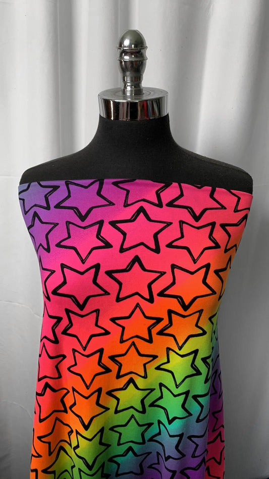 Bright Ombre Stars - Double Brushed Poly Spandex - 2 Yard Cut
