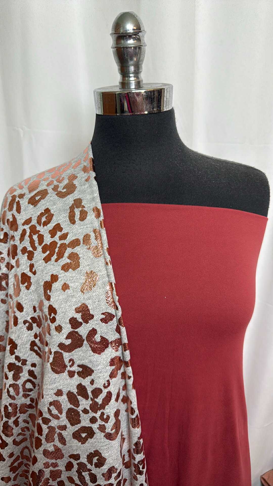 MARSALA/FOIL LEOPARD BUNDLE : 2YD Marsala DBP & 2YD Foil Leopard Cotton-Blend FT (Read Descr.) : A28938
