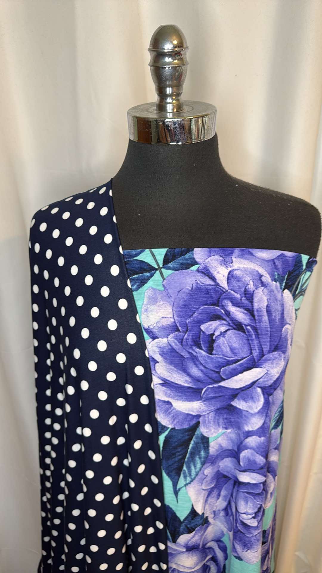 DOT/MINT-BLUE FLORAL BUNDLE : 2YD Mint/Blue Floral Bulgari & 2YD Dot SBP : A26704