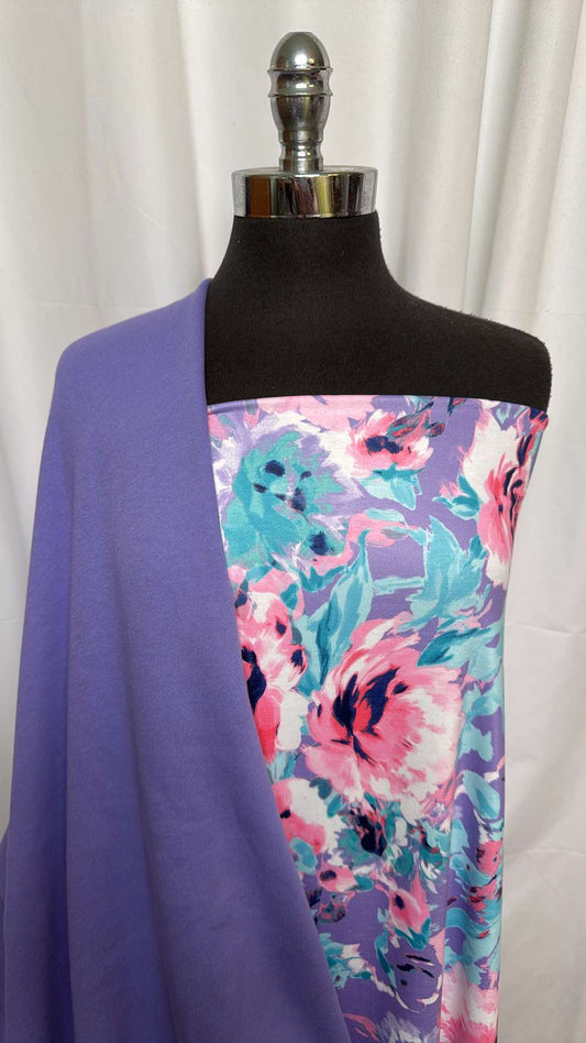 PURPLE FLORAL BUNDLE : 3+YD Purple Floral PRS & 4YD Purple SF (72" Wide) : A26426
