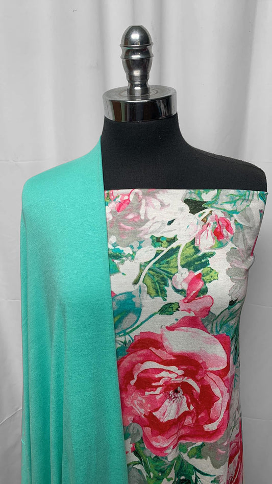 AQUA/FLORAL BUNDLE : 2YD Aqua R/S & 2YD Floral R/S : A25223