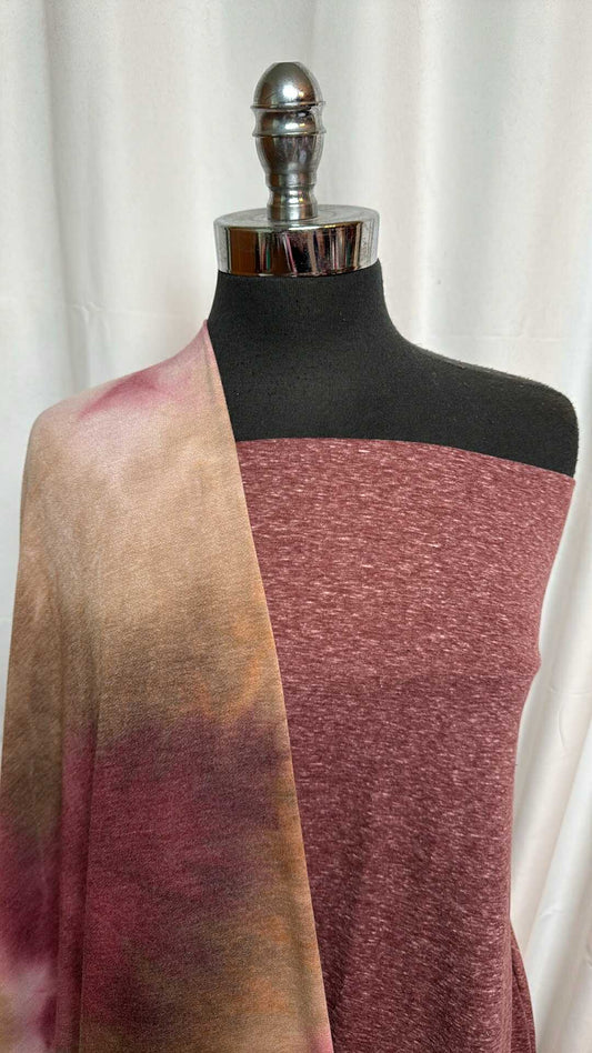 BURGUNDY/TIE DYE BUNDLE : 1YD Burgundy Triblend FT & 2YD Tie Dye PRS FT : A28583