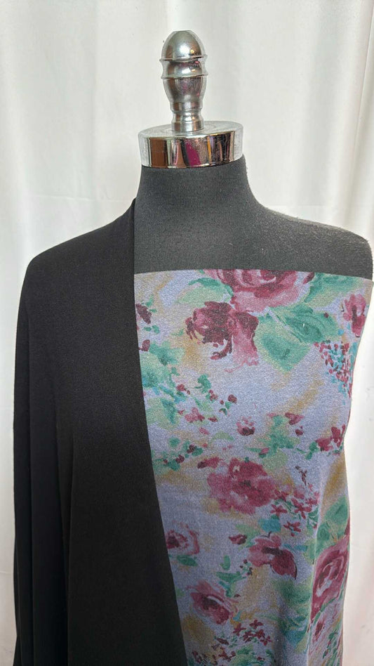 BLACK/MUTED FLORAL BUNDLE : 2YD Black C/P FT & 2YD Muted Floral Cotton FT : A27516