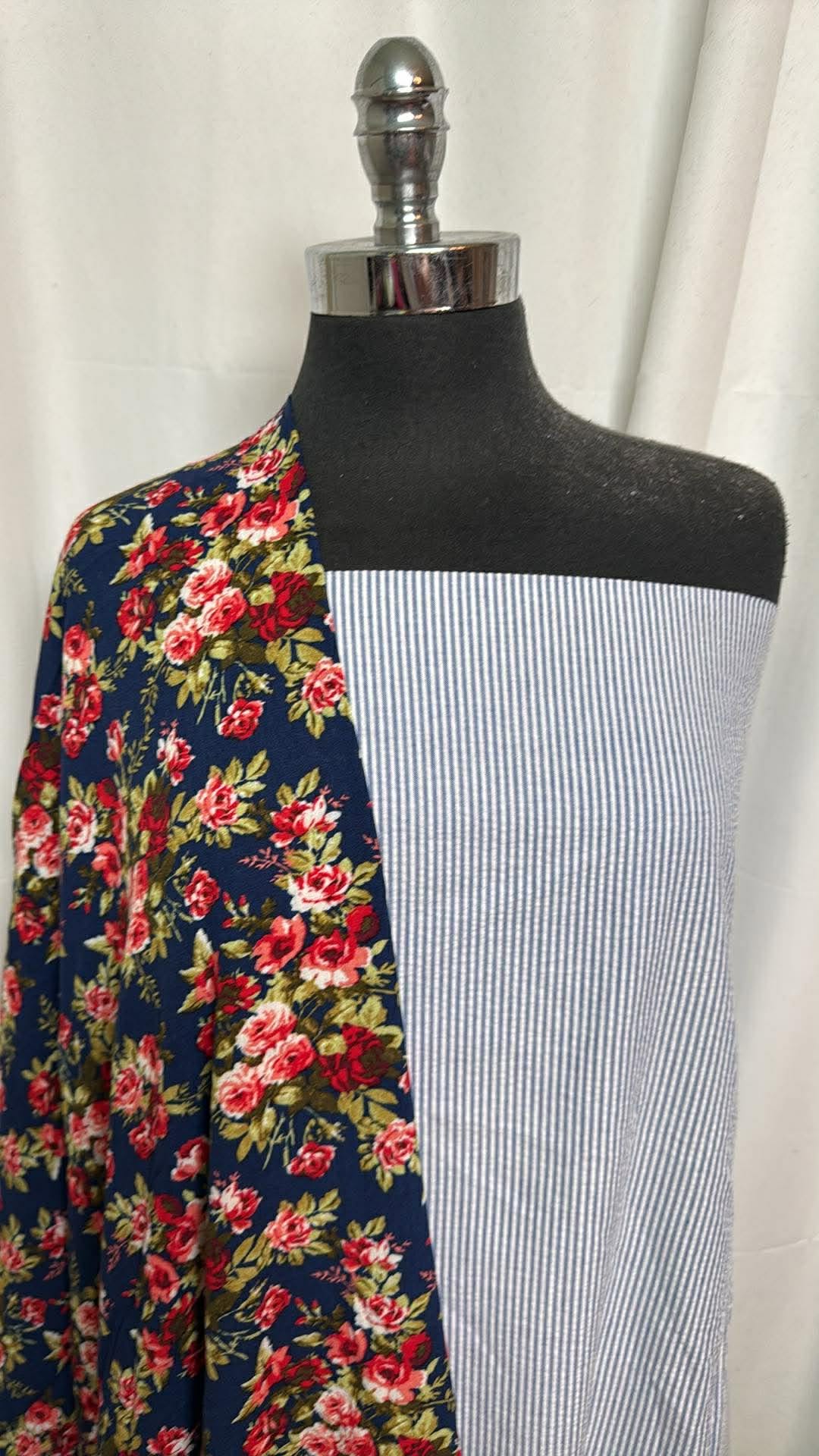 SEERSUCKER/FLORAL BUNDLE : 2YD Seersucker & 2YD Floral Rayon Woven : A30498