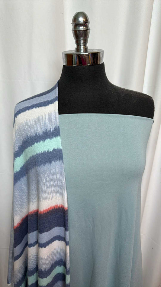 VARIED BLUE STRIPE BUNDLE : 2YD Variegated Stripe PRS FT & 2YD Solid Top-Weight PF : A27535