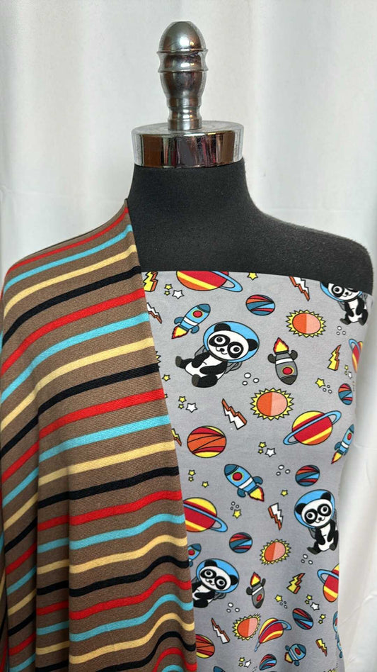 PANDANAUTS/STRIPE BUNDLE : 2YD Pandanauts DBP & 2YD Stripe Brushed Hacci SK : A28439