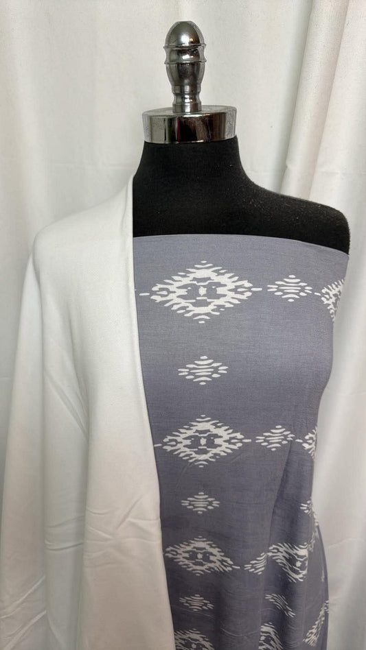 WHITE/GREY SOUTHWEST BUNDLE : 2YD Grey Southwest R/S & 1YD White Knit Twill : A30672