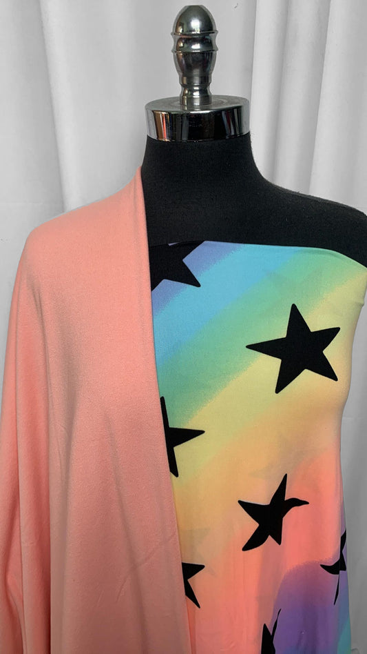 PINK/OMBRE STRIPE STARS BUNDLE : 3YD Ombre Stripe Stars DBP & 1+YD Pink Cotton Loop Terry : A25570