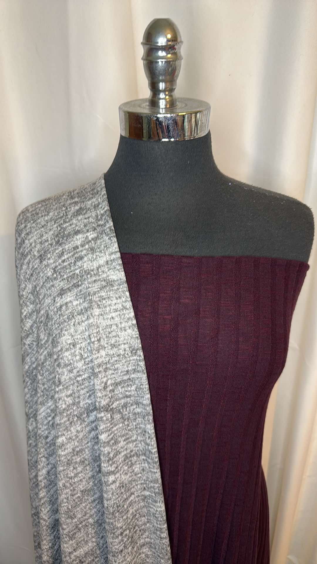 EGGPLANT/HEATHER GREY BUNDLE : 2YD Eggplant Rib Brushed Hacci SK & 2YD Heather Grey Brushed Hacci SK : A26705