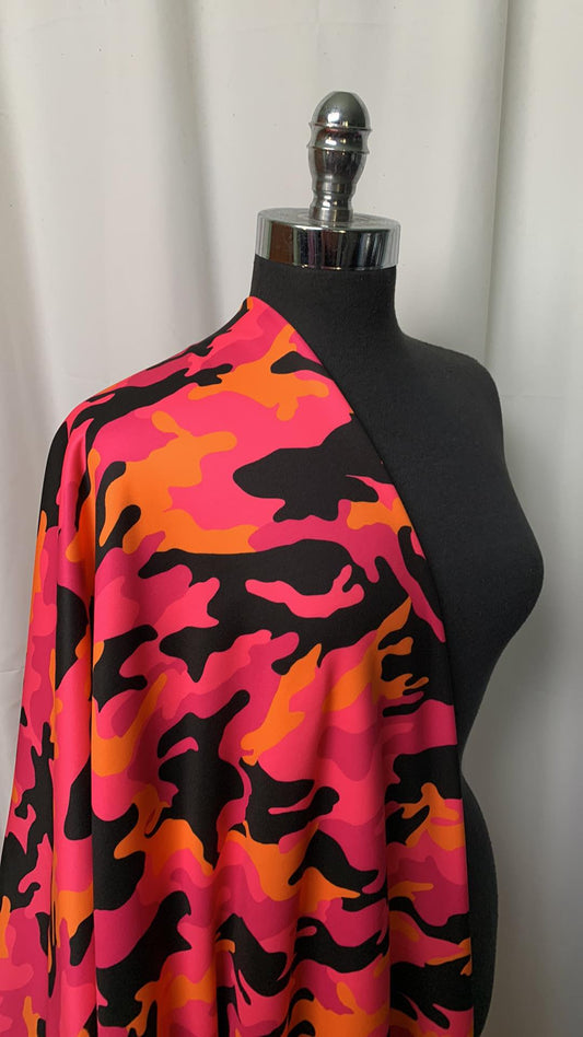 Black/Pink Camo - Poly Fleece - 2 Yard Cut