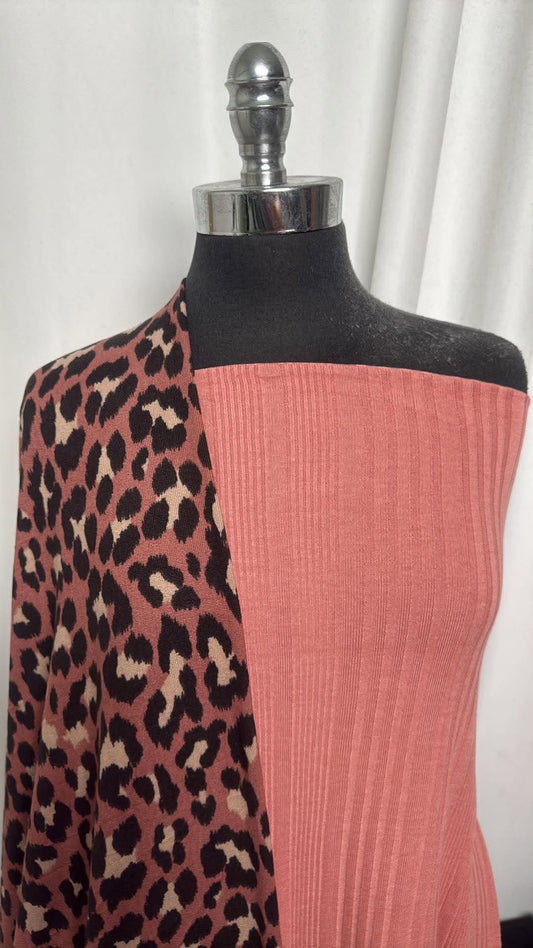 BLUSH RIB/LEOPARD BUNDLE : 2YD Blush Light-Weight Rib SK & 2YD Leopard Oakley SK : A30828
