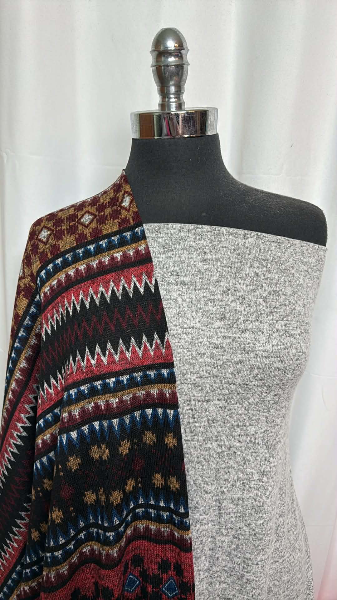 HEATHER GREY/GEO STRIPE BUNDLE : 2YD Diagonal Plaid Brushed Hacci SK & 2YD Geo Stripe SK : A29476