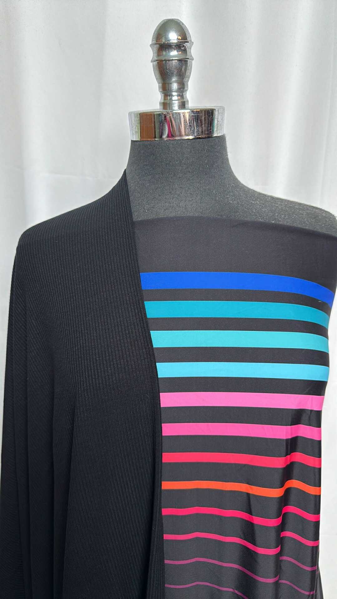 BLACK/STRIPES BUNDLE : 2YD Horizontal Stripes N/S Swim & 1YD Black R/S Rib : A29179