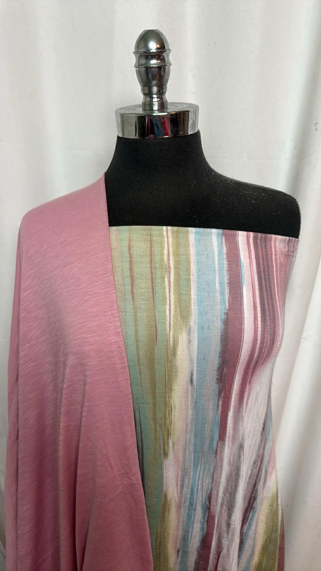BLUE/GREEN/MAUVE STRIPE BUNDLE : 2YD Blue/Green/Mauve Stripe R/S & 2YD Solid R/S Slub : A30265