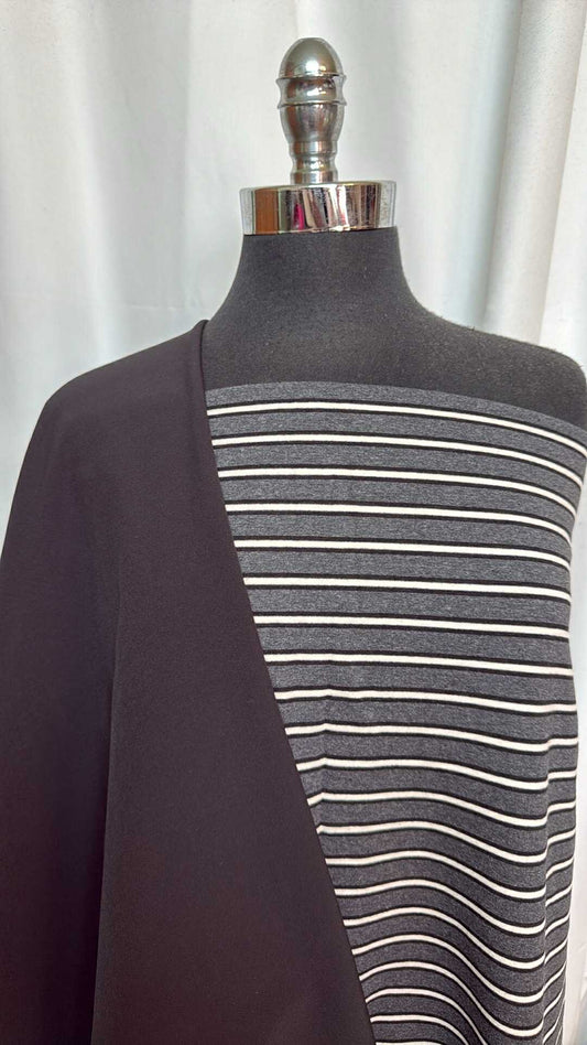 BLACK/CHARCOAL STRIPE BUNDLE : 2YD Charcoal Stripe Brushed C/S FT & 2YD Black Softshell : A28873