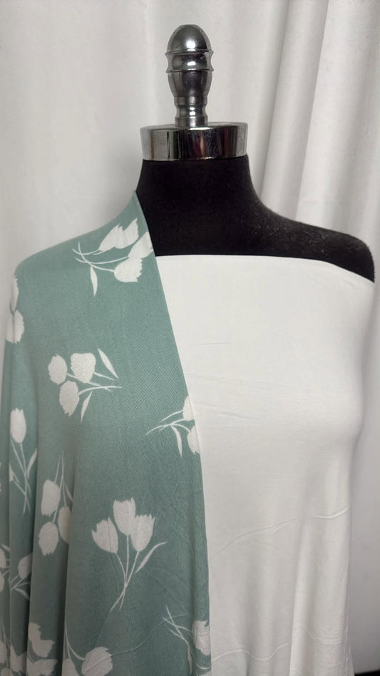 IVORY/SAGE FLORAL BUNDLE : 2YD Ivory DBP & 2YD Sage Floral Oakley SK : A30829