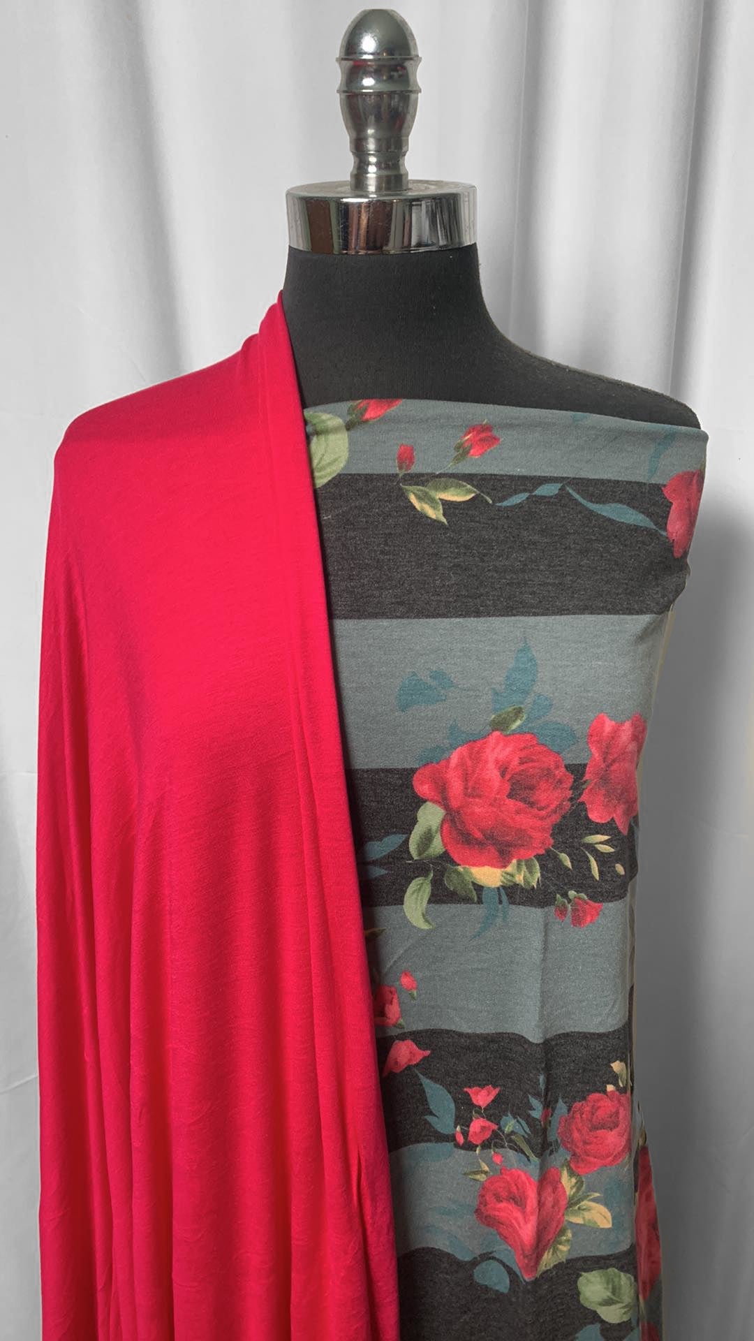 FUCHSIA/FLORAL STRIPE BUNDLE : 2YD Stripe/Floral FT & 2YD Fuchsia R/S : A2425