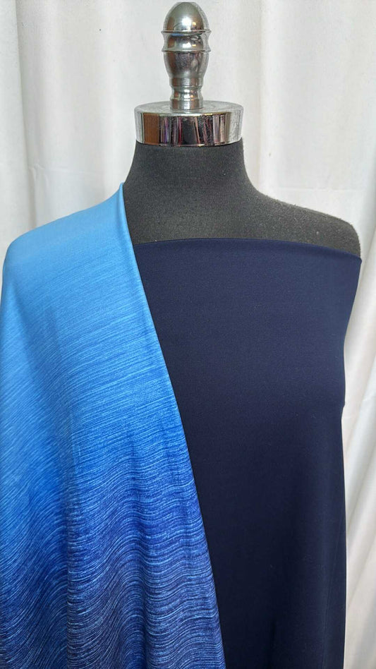 NAVY/BLUE OMBRE BUNDLE : 2YD Blue Ombre Single-Brushed PF & 2YD Navy Yoga PF : A28398