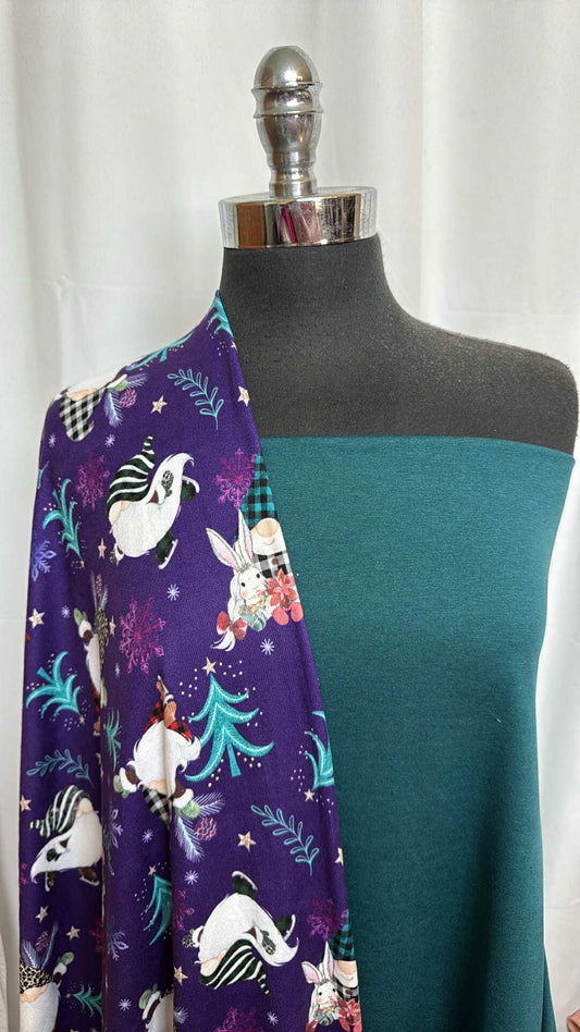 TEAL/PURPLE GNOMES BUNDLE : 1YD Teal Peached PF & 2.5YD Purple Gnome Oakley SK : A28940