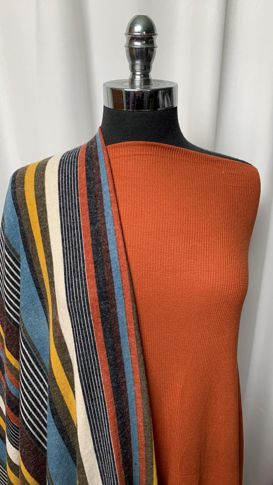 RUST/VERTICAL STRIPE BUNDLE : 2YD Rust Thermal & 2YD Vertical Stripe Hacci SK : A1796