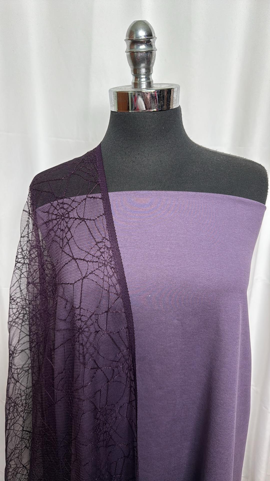 DUSTY PLUM/LACE WEBS BUNDLE : 1+YD Dusty Plum Peached PF & 2YD Purple Webs Lace : A27060