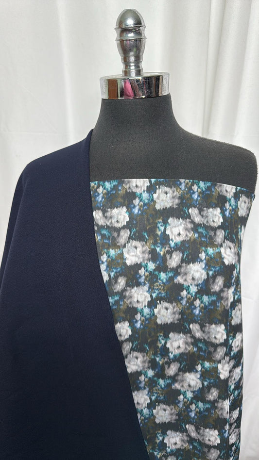 NAVY/FLORAL DOBBY BUNDLE : 2YD Navy Millennium & 2YD Floral PWD : A27101