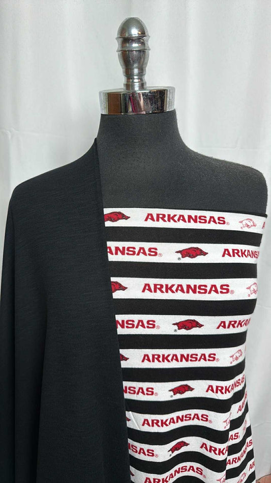 BLACK/ARKANSAS STRIPE BUNDLE : 2YD Arkansas Stripe Modal/Spandex & 2YD Black 2-Tone PF Rib : A28970