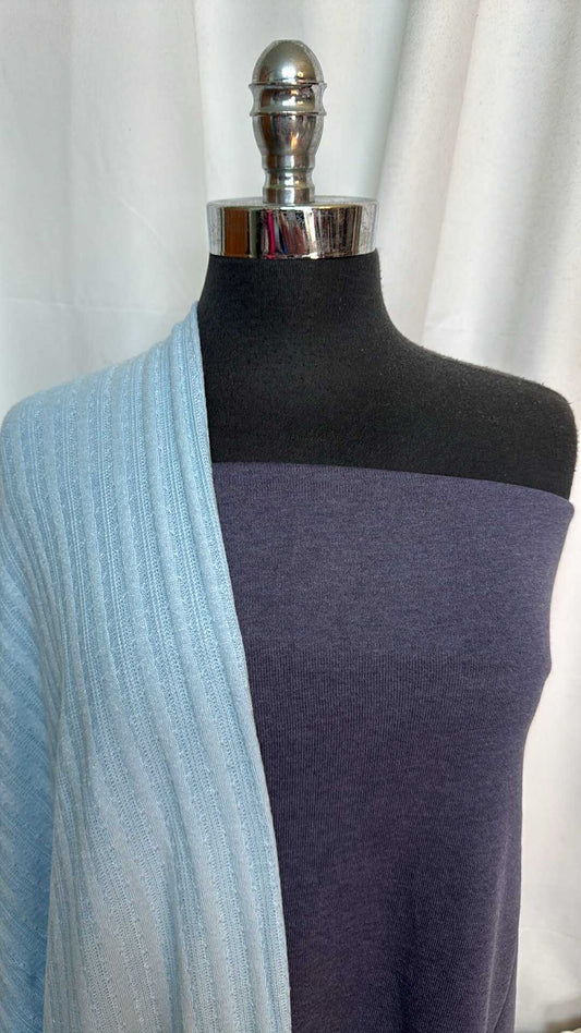 NAVY/BLUE CABLE BUNDLE : 1YD Navy Sweatshirt Fleece (72" Wide) & 2YD Blue Cable Sweater : A28825