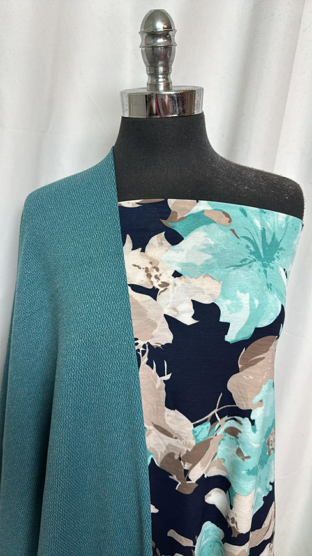 TEAL/FLORAL BUNDLE : 2YD Floral Bulgari & 2YD Teal Jacquard PF : A30499