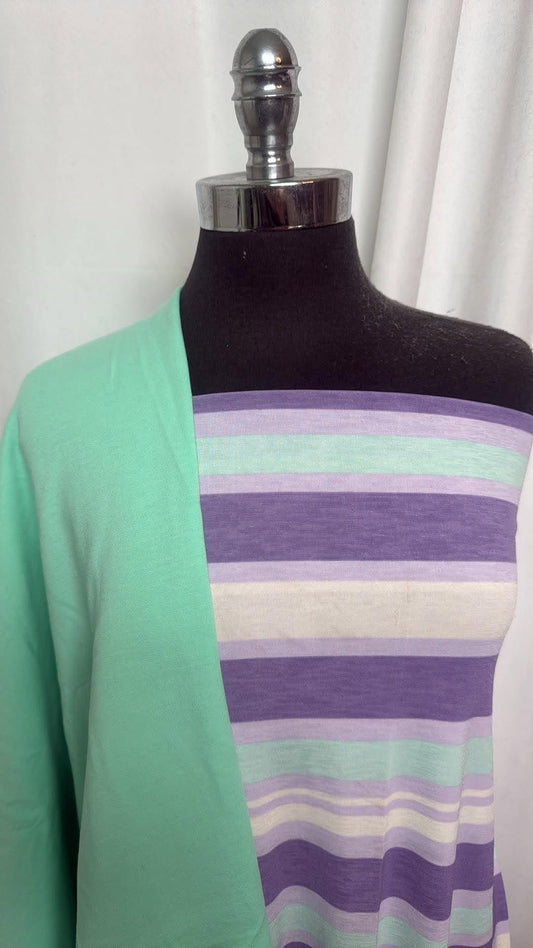 MINT/PURPLE STRIPE BUNDLE : 1YD Purple Stripe Bulgari & 1YD Mint Brushed C/S FT : A30895