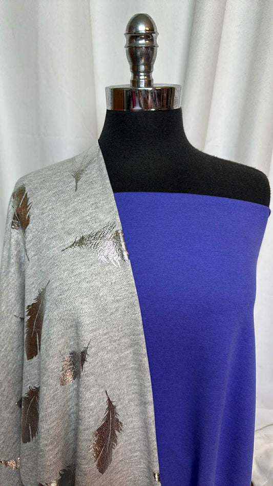 SOFT PURPLE/FOIL FEATHERS BUNDLE : 1.5YD Foil Feathers C/P FT & 2YD Soft Purple Peached PF : A28843