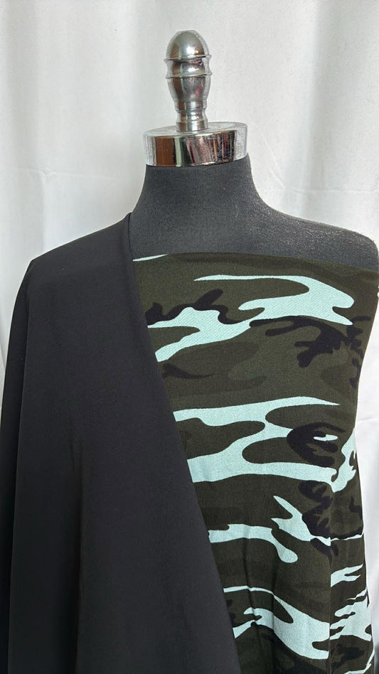 SOFTSHELL/CAMO BUNDLE : 2YD Black Softshell & 2YD Camo Heavy 100% Cotton FT : A30060