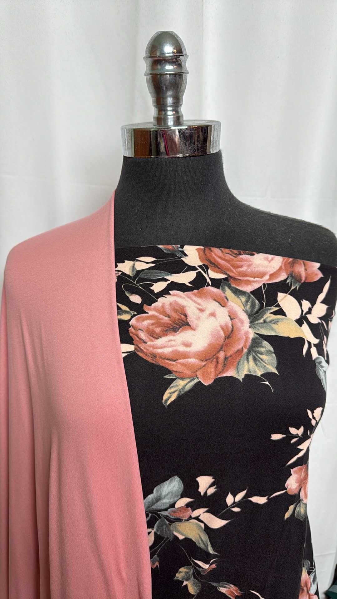 PINK/BLACK FLORAL BUNDLE : 1+YD Black Floral DBP & 2YD Pink DBP : A29042
