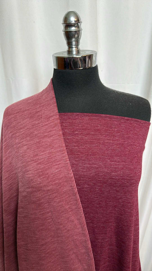 DOUBLE BURGUNDY BUNDLE : 2YD Burgundy C/P Jersey & 2YD Burgundy Brushed Sandwash Rib : A28399