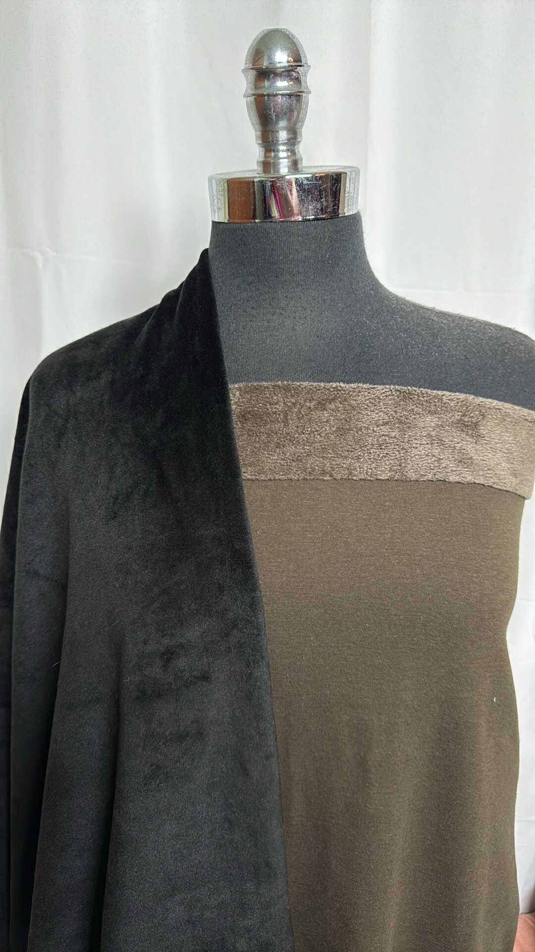 BLACK/OLIVE PLUSH BUNDLE : 1YD Black Velvet Plush & 2YD Olive SuperPlush : A28971