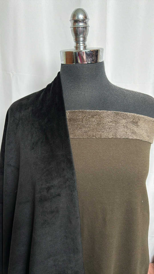 BLACK/OLIVE PLUSH BUNDLE : 1YD Black Velvet Plush & 2YD Olive SuperPlush : A28971